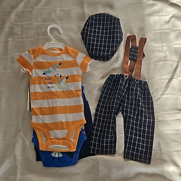 Carter's Baby Boy Newborn Bundle Oncies & Photo Shoot Outfit Navy Blue 3 Months - Picture 14 of 16